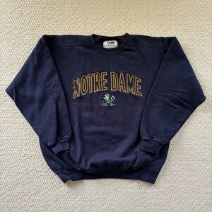 Team Apparel Notre Dame Navy Crewneck Sweatshirt with Gold Lettering